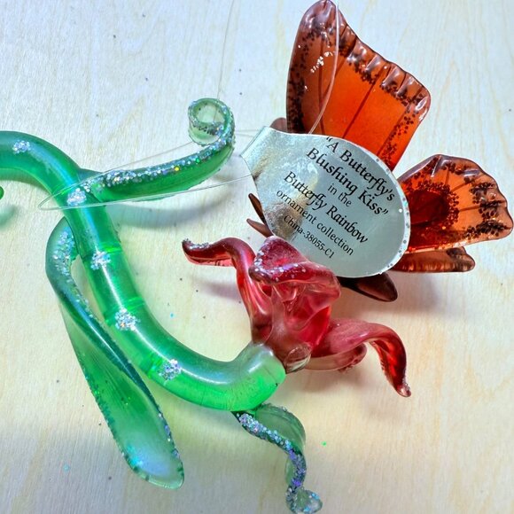VTG Ashton Drake Glass Ornament Butterfly Blushing Kiss Whimsical Crystal Gift - Picture 8 of 11